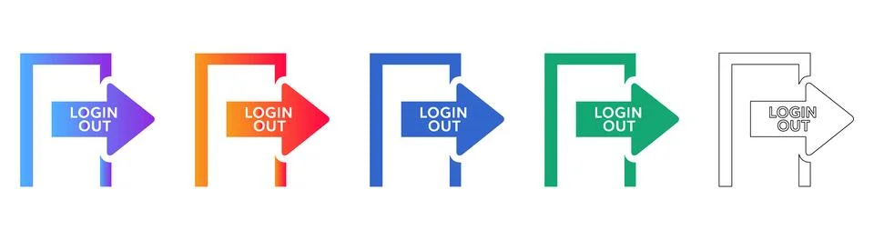 Login Out Arrow Icon Set Illustrazione stock