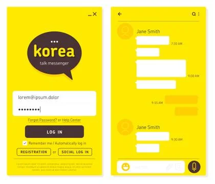 Login page and user interface of messenger Stock Illustration