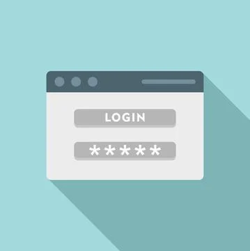 Login page authentication icon, flat style Stock Illustration