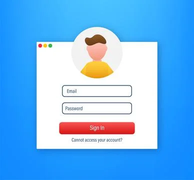Login page on laptop screen. Notebook and online login form, sign in page. User 스톡 일러스트