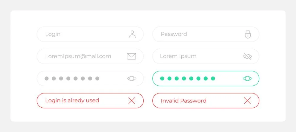 Login page UI elements kit 스톡 일러스트