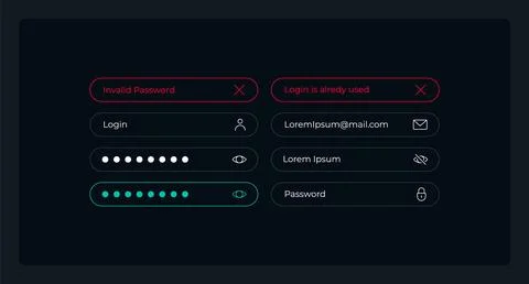 Login page UI elements kit 스톡 일러스트
