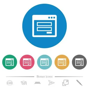 Login panel flat round icons Stock Illustration