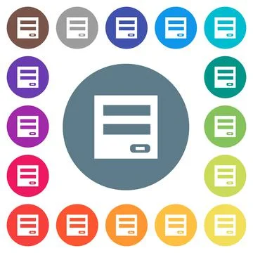 Login panel flat white icons on round color backgrounds Stock Illustration
