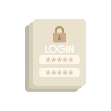 Login password icon flat vector. Page log Stock-Illustration