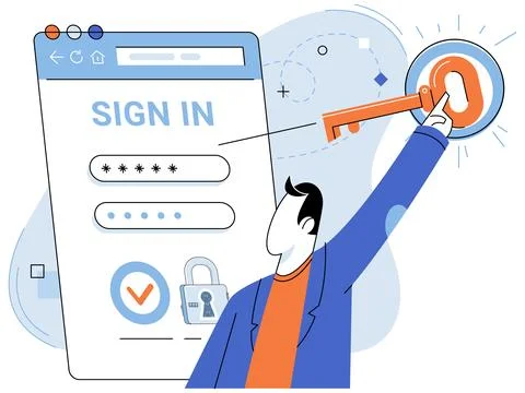 Login password. The interface design should be intuitive and user friendly to Stock Illustration