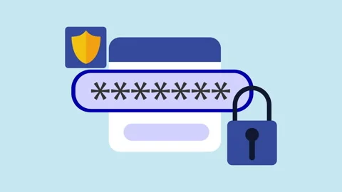 Login Password Security with Flat Design Elements 2d Animation with Alpha Mat Stock Footage 335607856