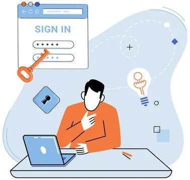 Login password. The user interface UI provides convenient way for users to Illustrazione stock