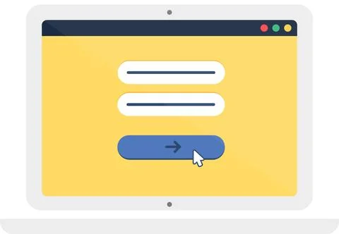 Login Password Website Page Entering On Laptop イラスト素材