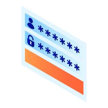 Login password window icon, isometric style 스톡 일러스트