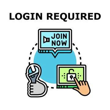 Login required for account access and online service Stock Illustration