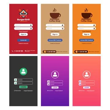 Login Screen App UX Design Aplication UI Interface Form Stock Illustration