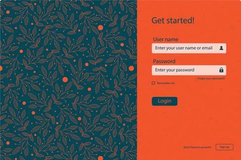 Login screen landing page vector design. Login ui ux template with email an.. Stock Illustration