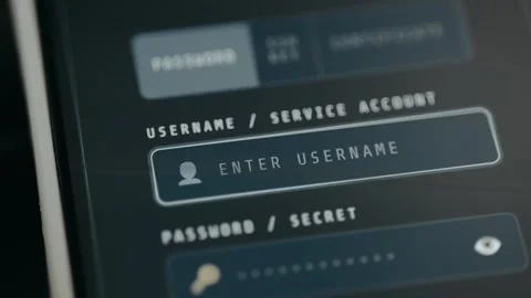 Login screen prompting to ENTER USERNAME, secure access Video stock 332469140