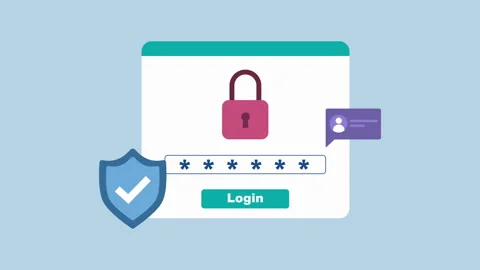 Login Screen Security with Flat Design Elements 2d Animation with Alpha Matte Stock Footage 334827388