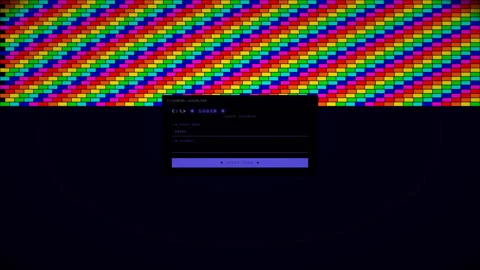 Login screen shows animation of hacking attempt with bright colors in the b.. Stock Footage 324590063