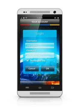 Login screen on smartphone 스톡 일러스트