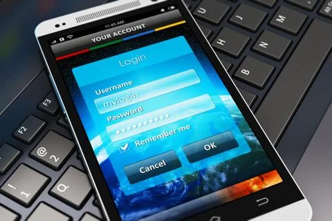 Login screen on smartphone Foto stock