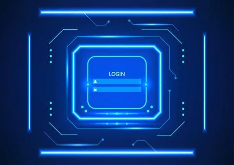 Login screen technology To log in to use It is a technology screen combined.. Illustrazione stock