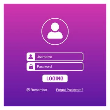 Login Screen UI, UX Design, Web mobile app user interface, Registration form Stock Illustration