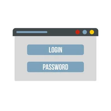 Login secured window icon flat isolated vector Stock Illustration