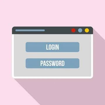Login secured window icon, flat style Illustrazione stock