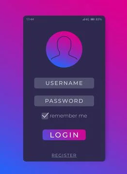 Login, Sign in form, mobile interface vector 스톡 일러스트