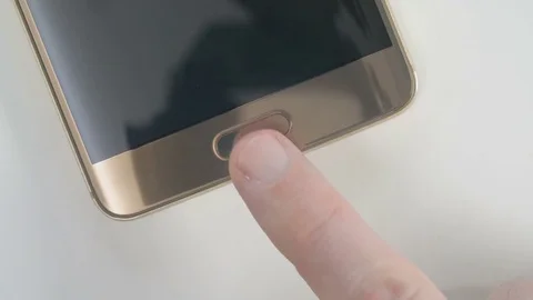 Login on a smart phone with fingerprint reader Stock Footage 81355708