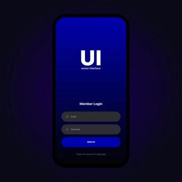 Login UI Interface. Sign In Screen. Mobile App User Interface Design Concept Stock Illustration