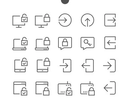 Login UI Pixel Perfect Well-crafted Vector Thin Line Icons 48x48 Ready for 24x24 Stock Illustration