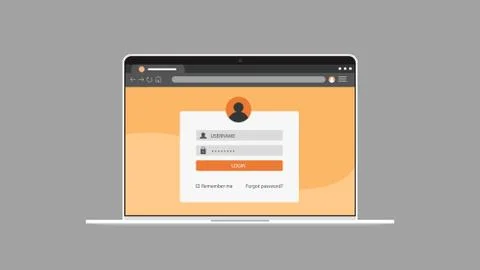 Login user interface sign in web element template window on laptop screen Stock Illustration