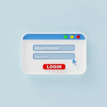 Login Username and password user interface pop-up window on blue background.. 스톡 일러스트