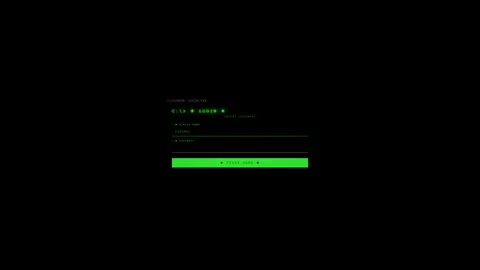 Login window shows animation of hacking and hijacking a system using green text Stock Footage 324938808