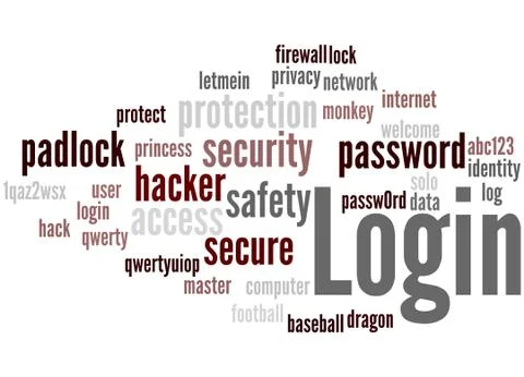 Login, word cloud concept Illustrazione stock