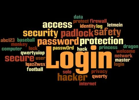 Login, word cloud concept Stock Illustration