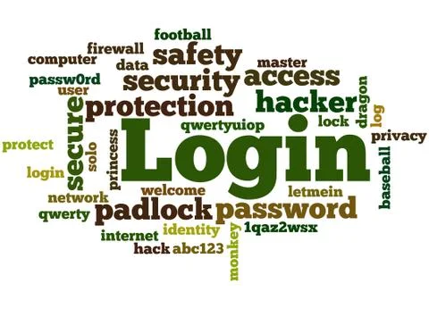 Login, word cloud concept Stock Illustration