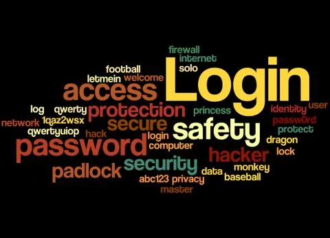 Login, word cloud concept Illustrazione stock