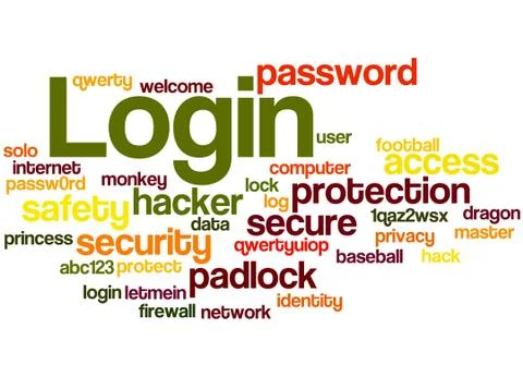 Login, word cloud concept Illustrazione stock
