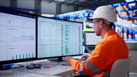 Logistic Analyst Using Computer Stock Footage 339886174