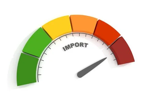 Logistic and shipping concept. Import level scale with arrow. 3D render Stock Illustration