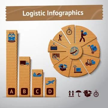 Logistic cardboard infographics elements Illustrazione stock