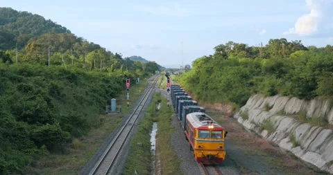Logistic, cargo train platform with freight train container at a depot Vídeos de archivo 166992257