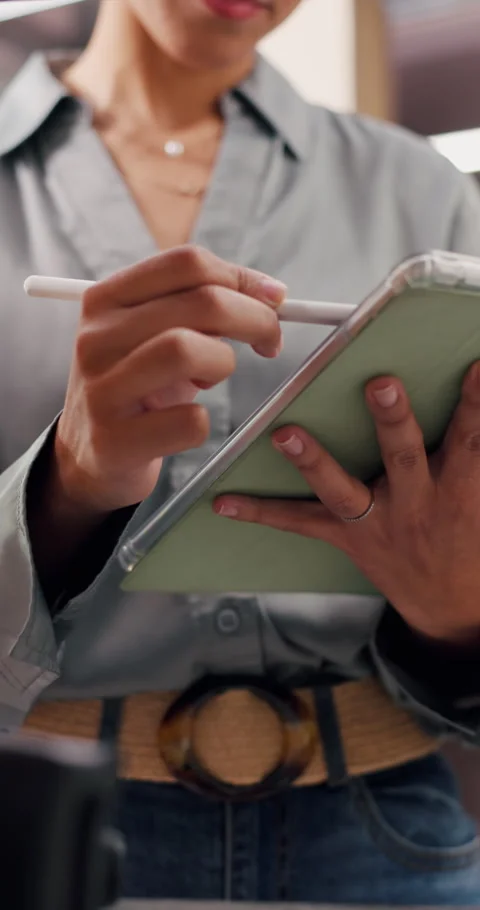 Logistic, checklist or hands in depot with tablet, order track or inventory Stock Footage 332046666