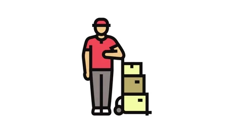 Logistic courier color icon animation Stock Footage 326101028