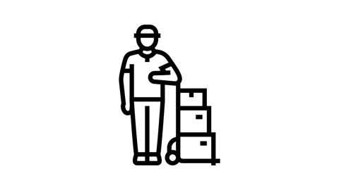 Logistic courier line icon animation Stock Footage 326137417