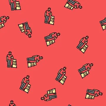 Logistic courier vector seamless pattern Stock Illustration