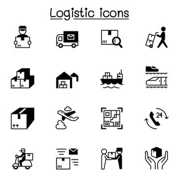 Logistic &amp; Delivery icons set vector illustration graphic design Illustrazione stock