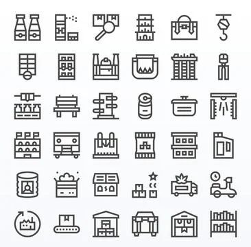 Logistic Design Vector Icons featuring 36 Pixel Optimized Bold Line Style Ilustração Stock