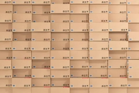 Logistic, Distribution and Delivery Concept. Cardboard Packages and Parcels B Stock Illustration