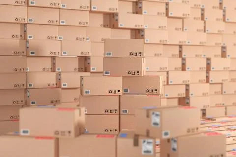 Logistic, Distribution and Delivery Concept. Cardboard Packages and Parcels B Stock Illustration
